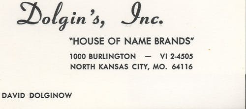 David Dolginow's business card in the 1950s