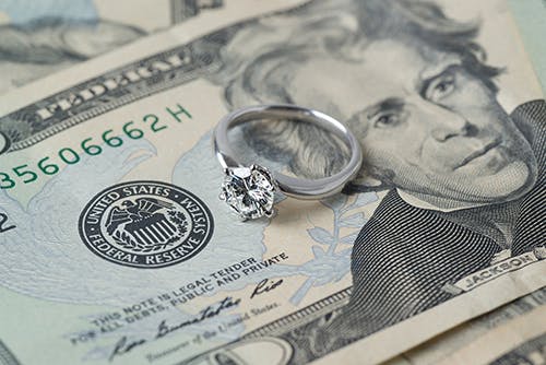 Diamond gold ring on cash for selling jewelry and engagement rings